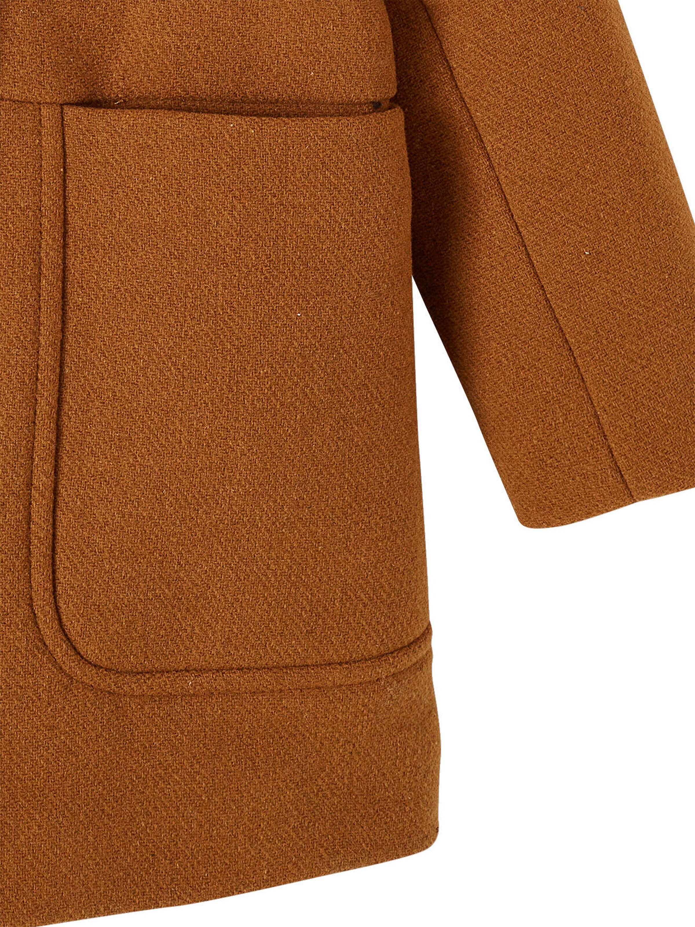 Vertbaudet Mädchen Dufflecoat mit Kapuze & Knebelknöpfen camel