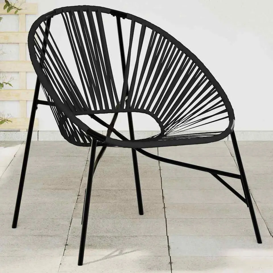 vidaXL - Tuin Ei Stoel - Zwart - Poly rattan - 77X68,5X82 cm
