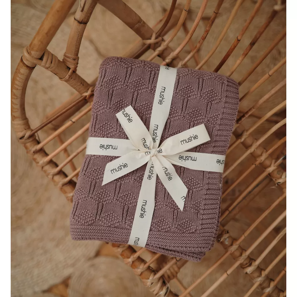 Mushie Knitted Baby Tæppe Desert Rose - 1 stk.