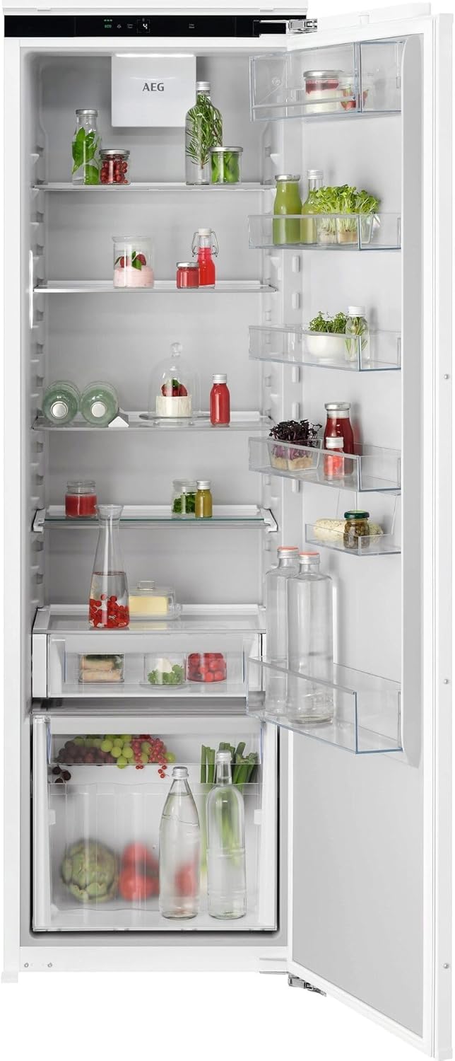 AEG Einbau-Kühlschrank 178cm, Serie 6000 DynamicAir: gleichmäßige Kälteverteilung auf allen Ebenen, Kühlaum 310L, SoftClosing, LCD-Display, Schnell-Kühlen-Funktion, Türalarm, Festtür, TK6DS181DC