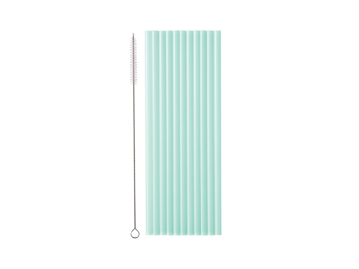 Turquoise Rietjes Plastic 23cm 12st