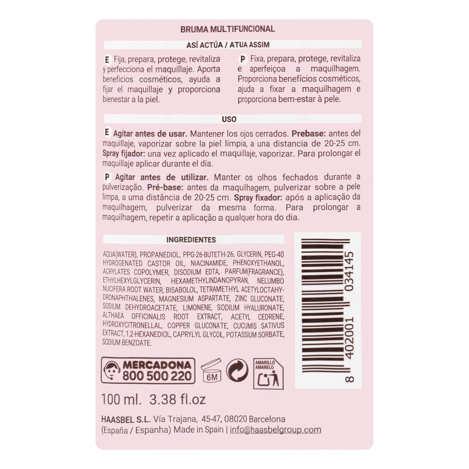 Brume faciale fixatrice de maquillage multifonctionnelle Deliplus