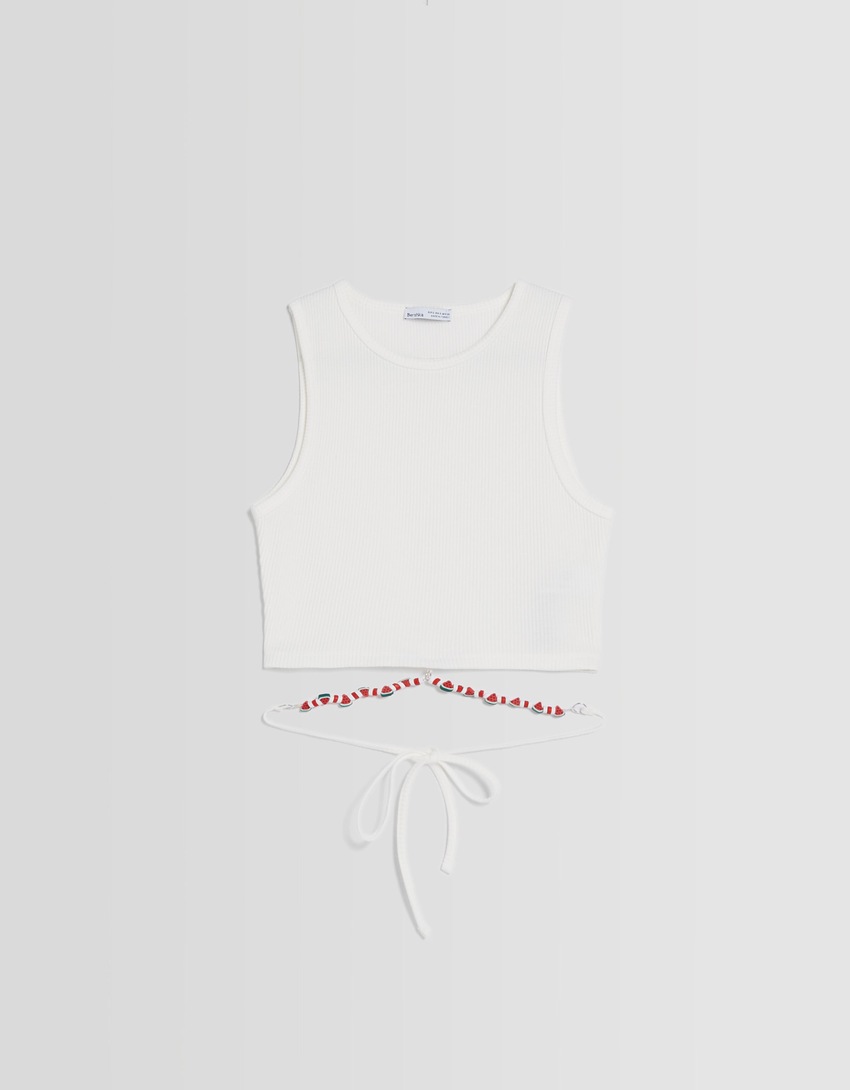 Camiseta sem mangas com detalhe de alças