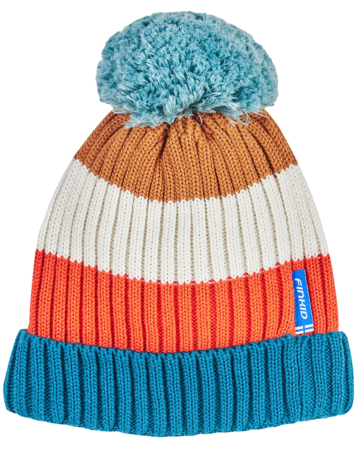 Strickmütze POMPULA in cinnamon/real teal