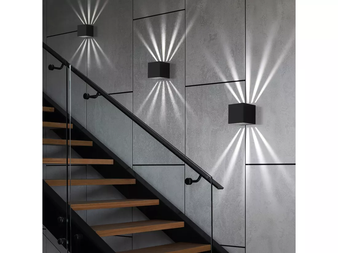 NETTLIFE 2 pièces Applique murale LED Intérieur & Extérieur - Noir Lampe extérieure IP65 Etanche Applique extérieure 3000K Blanc froid Up Down 10W