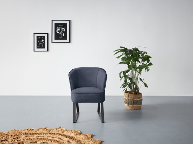 exxpo - sofa fashion Sessel »Americano, Loungesessel« mit Keder und Metallfüssen, Bezug in verschiedenen Qualitäten, 1 Stck.