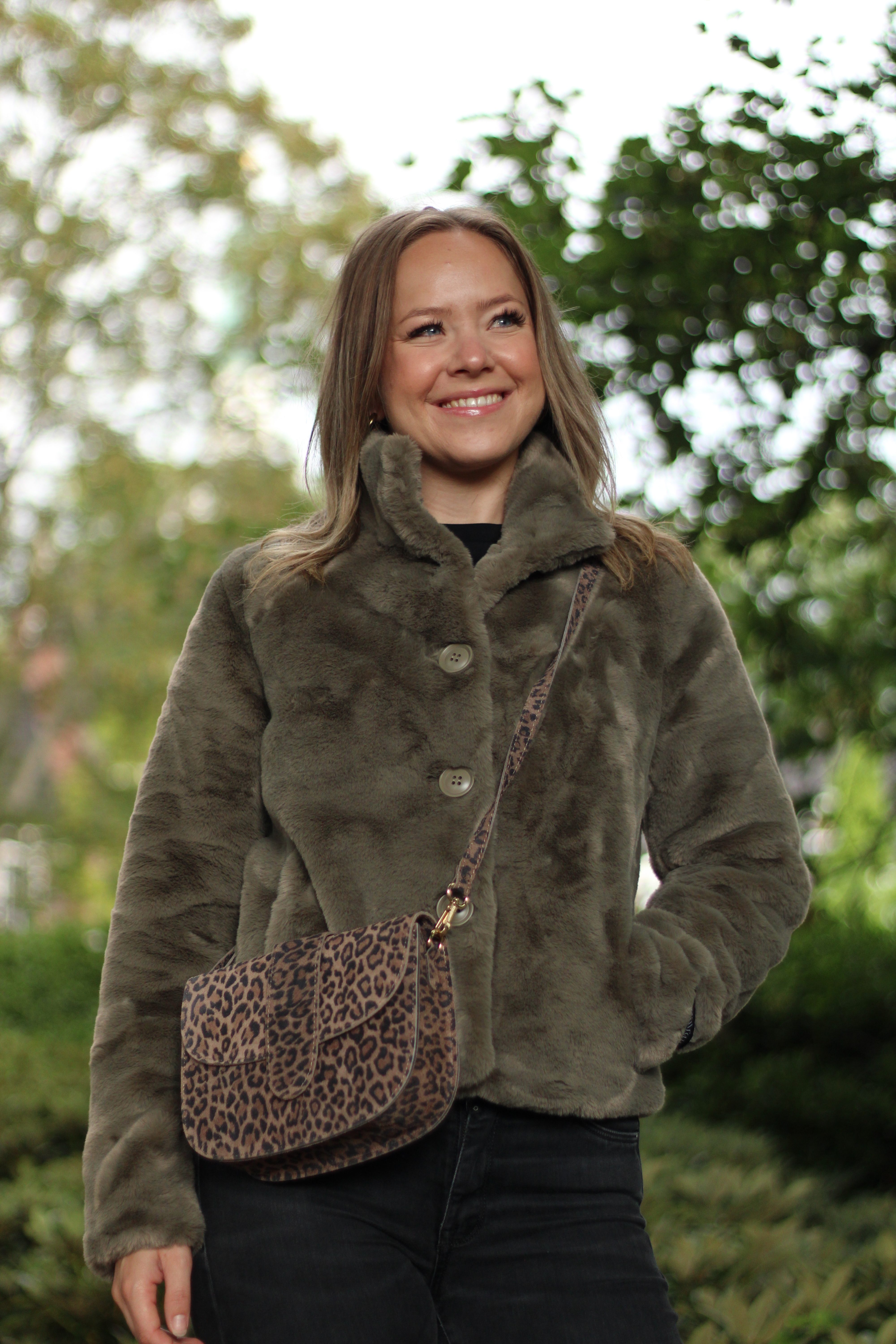 Rino & Pelle - Vie Single Breasted Fake Fur Jacket - Green Ash