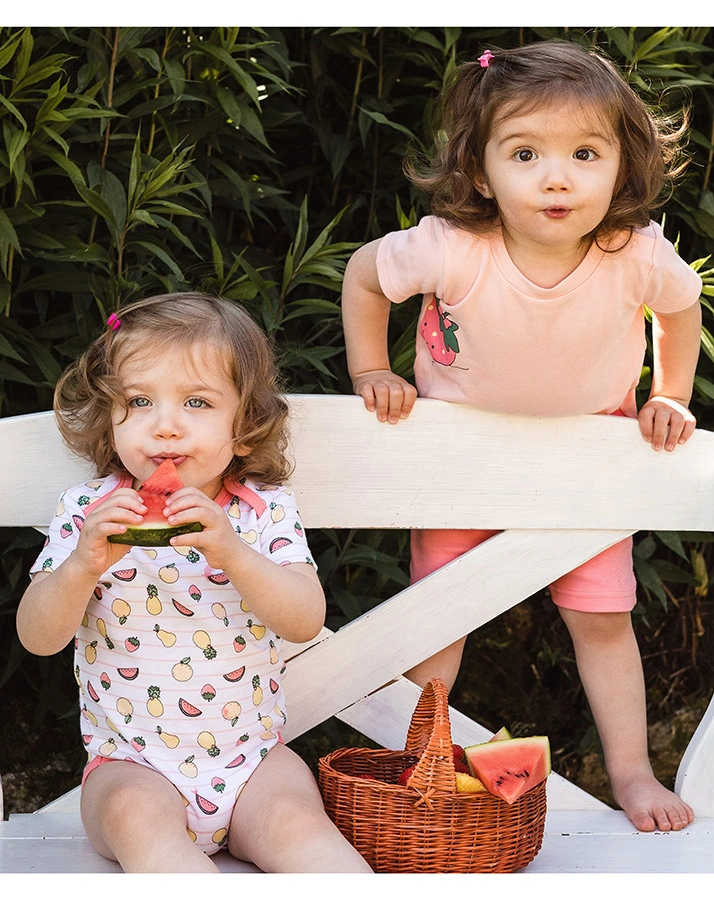 Kurzarm-Body CRAZY FRUITS 3er-Pack in weiß/rosa