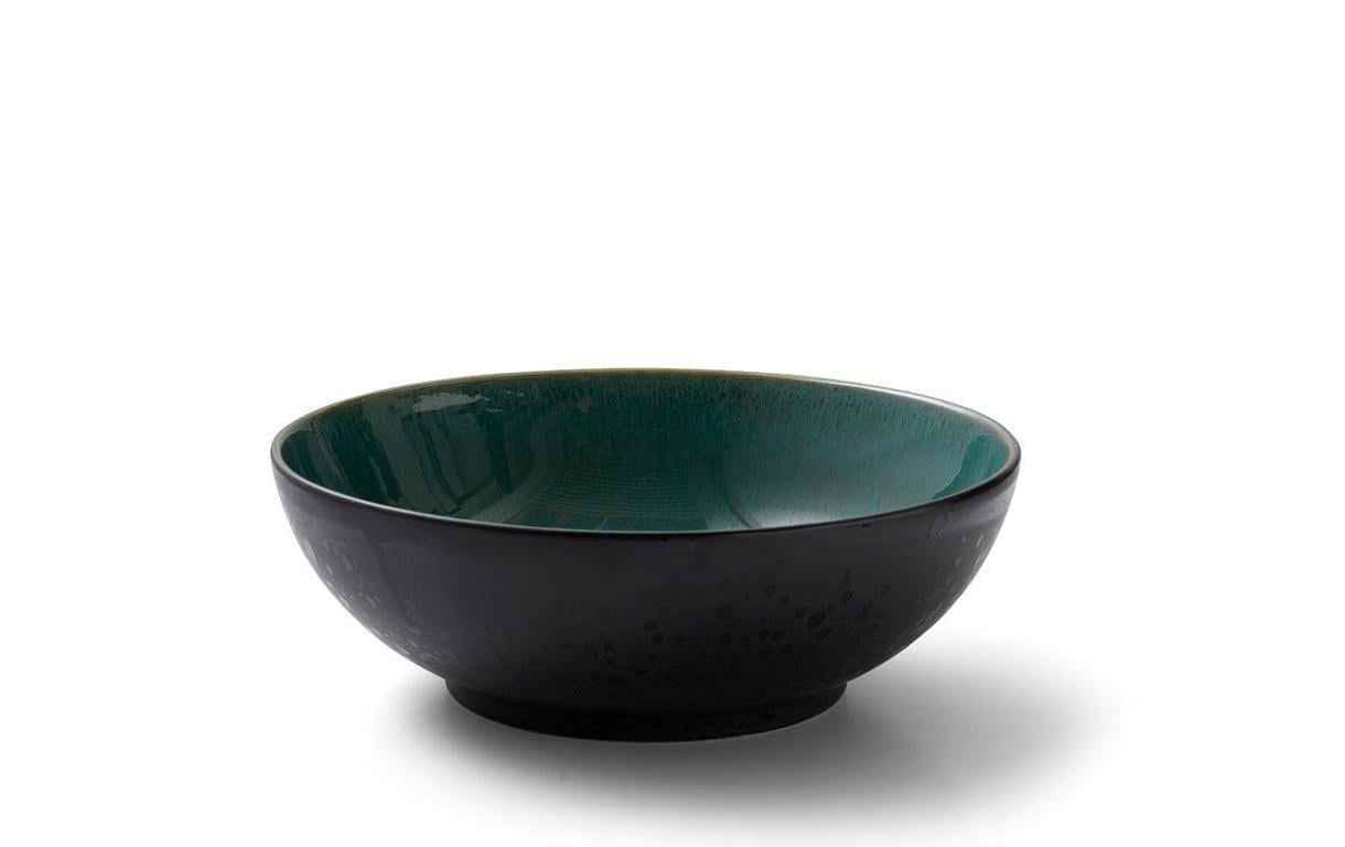 Salatschüssel 30 cm, Schwarz/GrünSchüssel aus Steinzeug