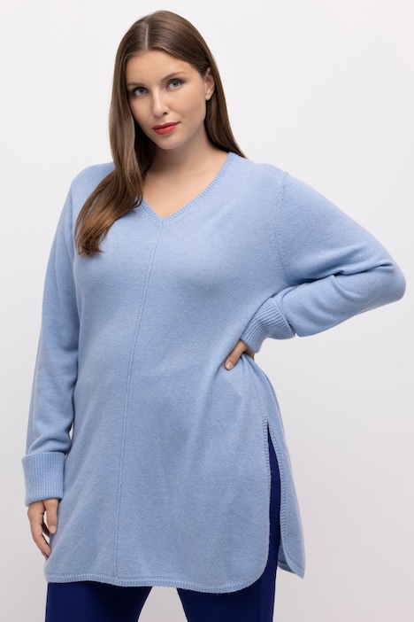 Pullover, edler Wollmix, Biese, V-Ausschnitt, Langarm