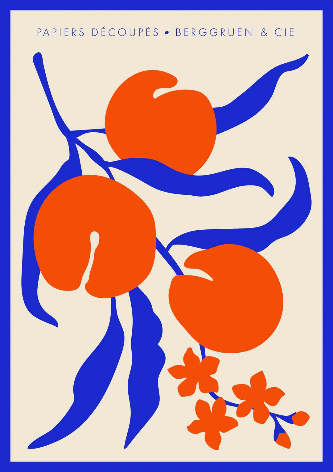 Pfirsiche Blau Orange Papiers Découpés Kunstausstellung