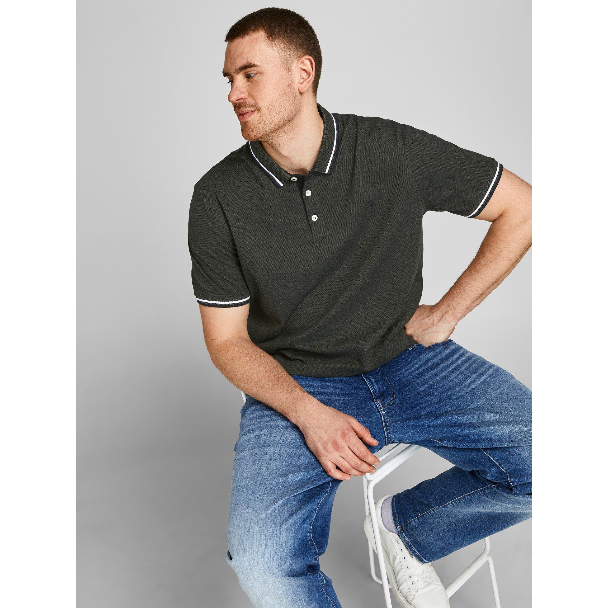 Jack and Jones Jack Paulos Tipped Pique Short Sleeve Polo Shirt Mens Plus Size