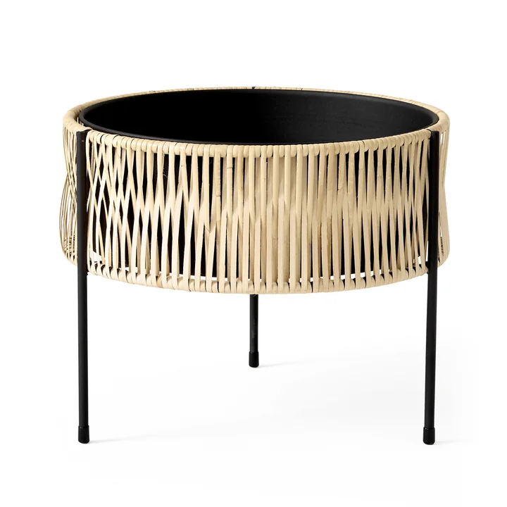 Audo - Umanoff Pflanztopf Ø 41 x H 32,5 cm, Rattan / schwarz ( (RAL 9005)