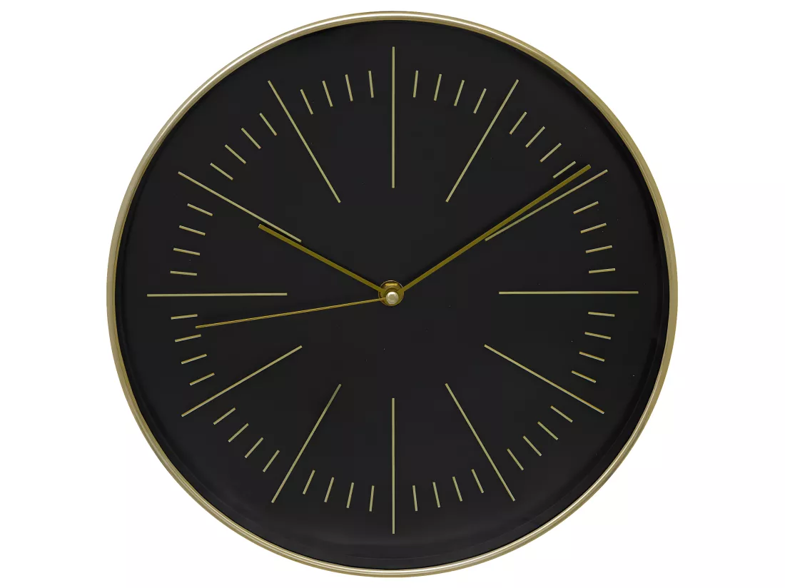 Pendule murale moderne bicolore Noir et Or D 30 cm