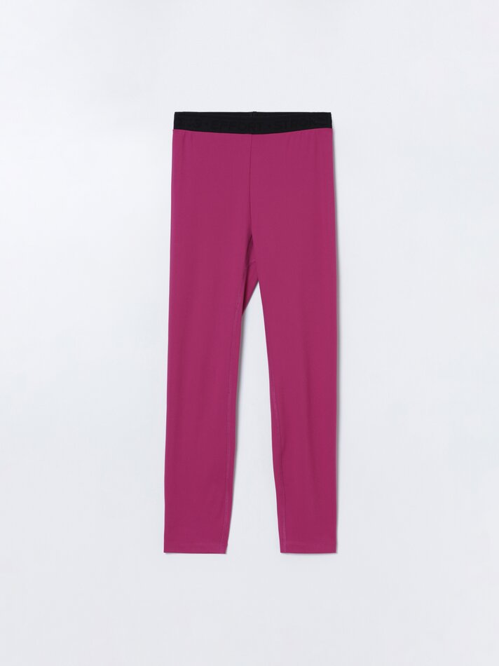 Calça legging esportiva com cós texturizado - Fúcsia