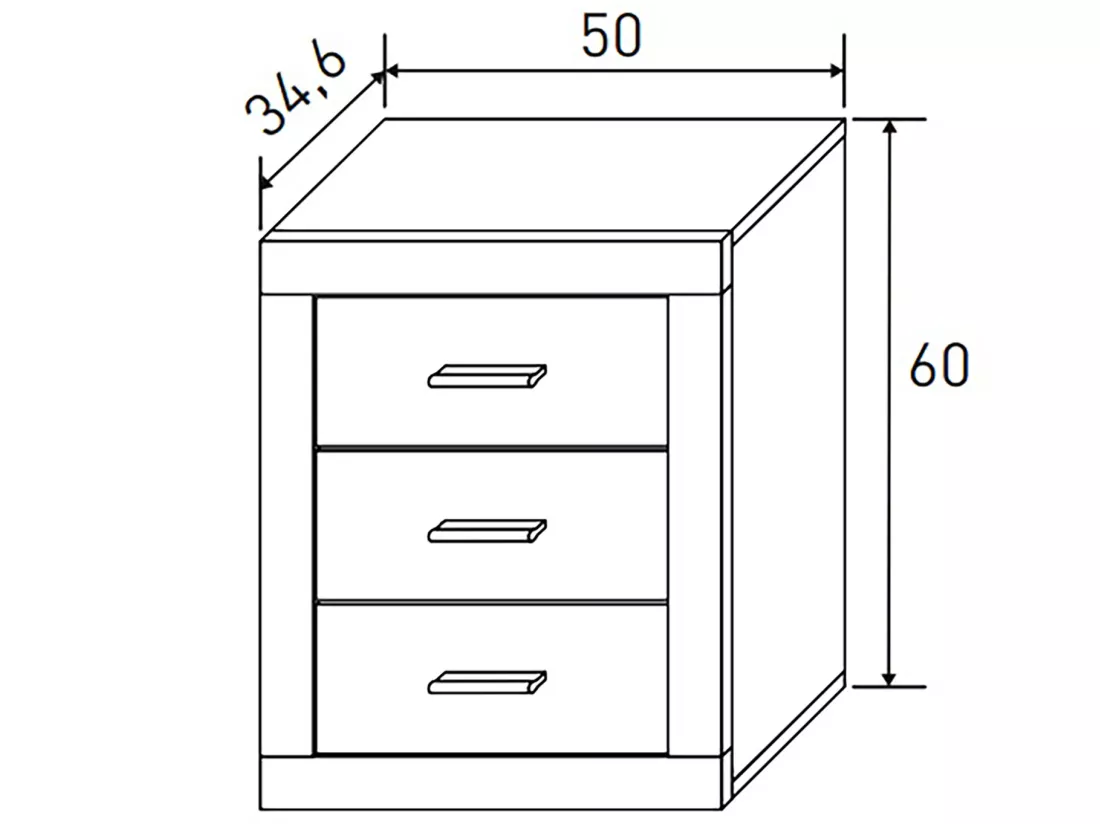 Table de nuit, table de chevet coloris chêne cambrian, blanc - Longueur 50 x Profondeur 34,6 x Hauteur 60 cm
