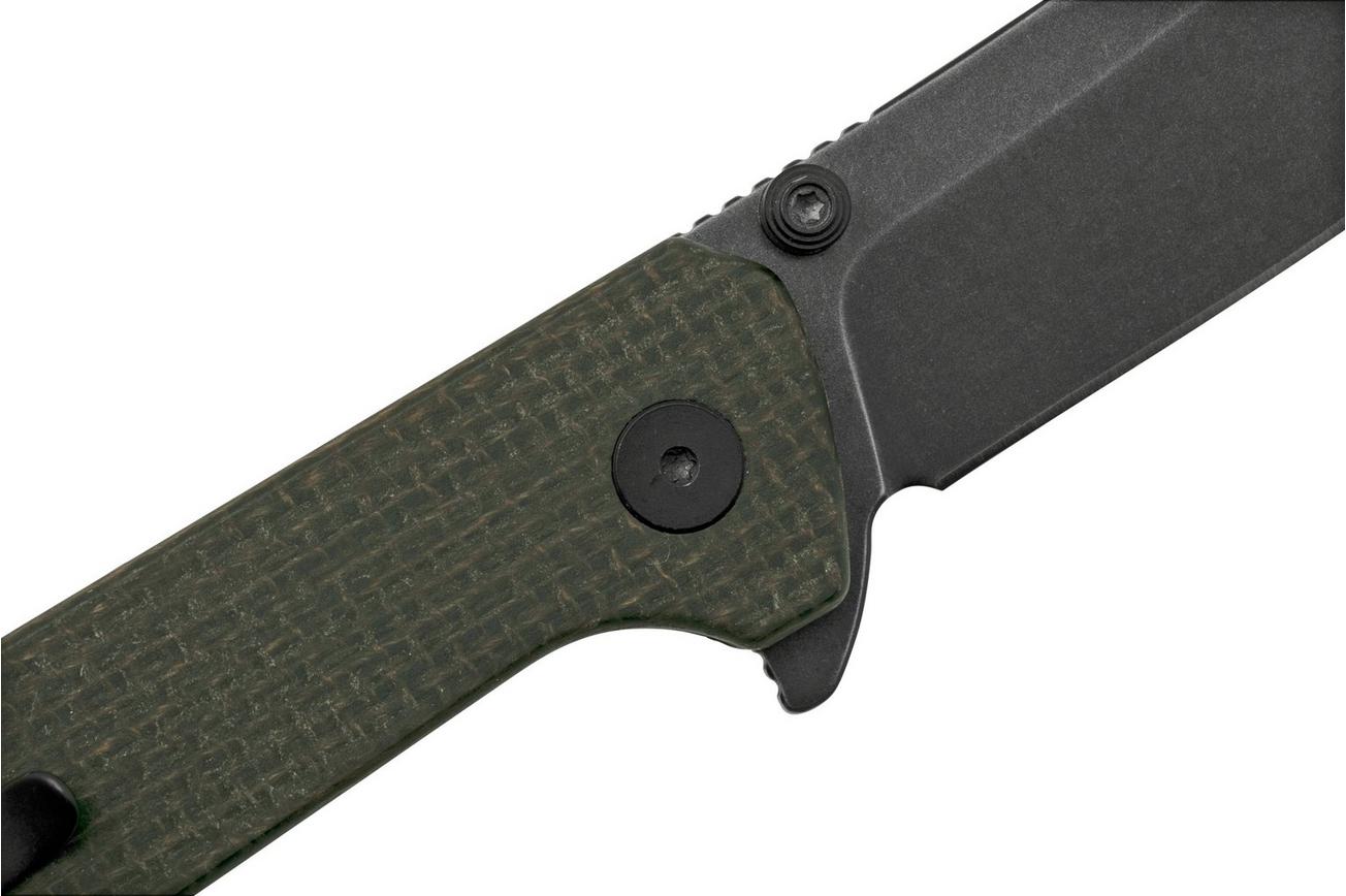 QSP Grebe QS147-A2, 14C28N zwart Clippoint donkerbruin Micarta, zakmes