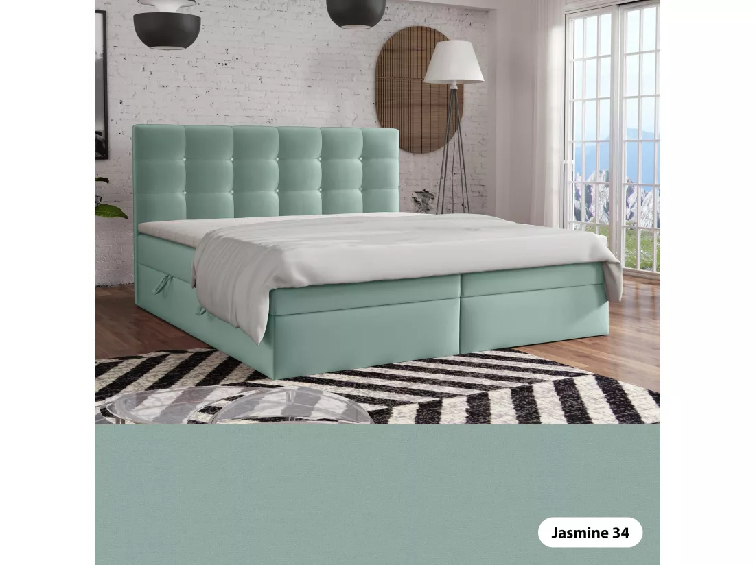 LIT BOXSPRING avec surmatelas Elegante 200x200 cm, vert