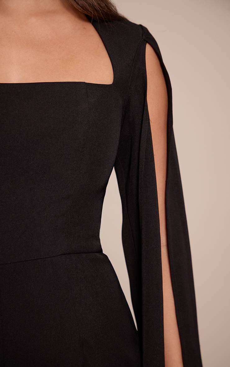 Noir Combinaison-short Tissée À Manches Cape