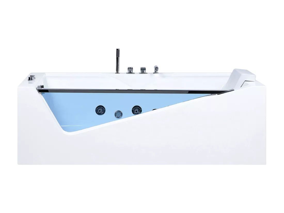 Baignoire balnéo blanche 180 x 90 cm avec LED MARQUIS