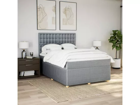 Sommier à lattes de lit avec matelas Gris clair 160x200cm Tissu