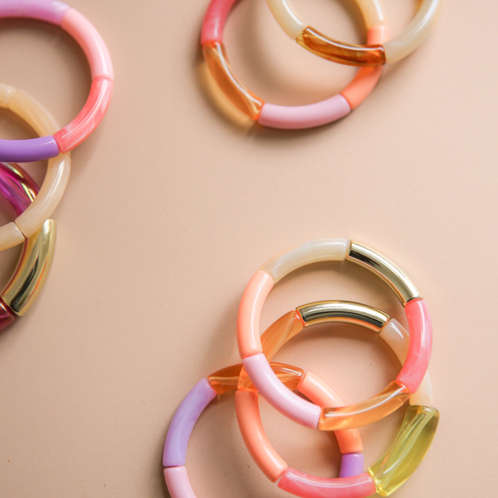 Armband Tube Set2 pink beige gold lila rosa