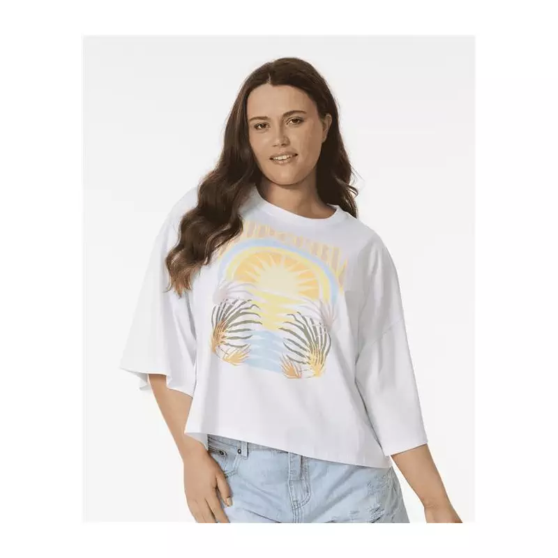 Teeshirt femme RIPCURL Glow Heritage Crop Tee White