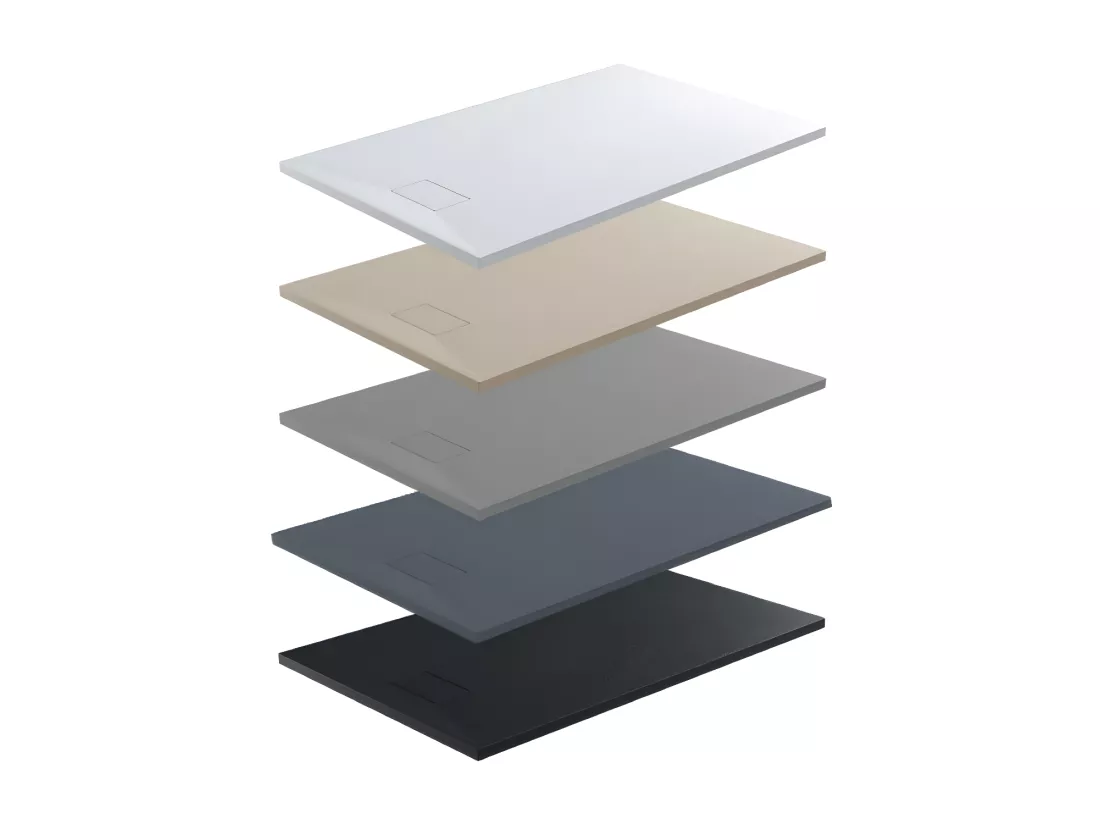Receveur de douche 90 x 120 cm extra plat PIATTO en SoliCast® surface ardoisée gris basalte