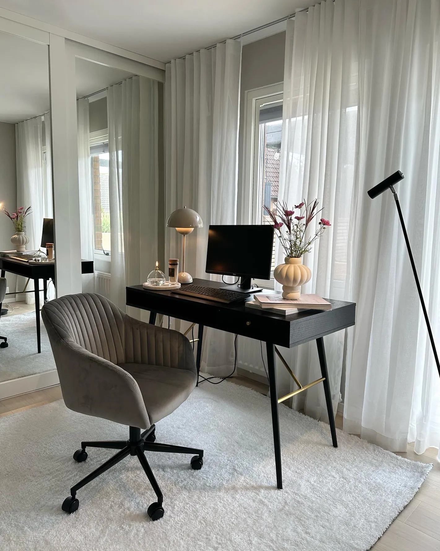 Bureaustoel VENICE Fluweel Grijs