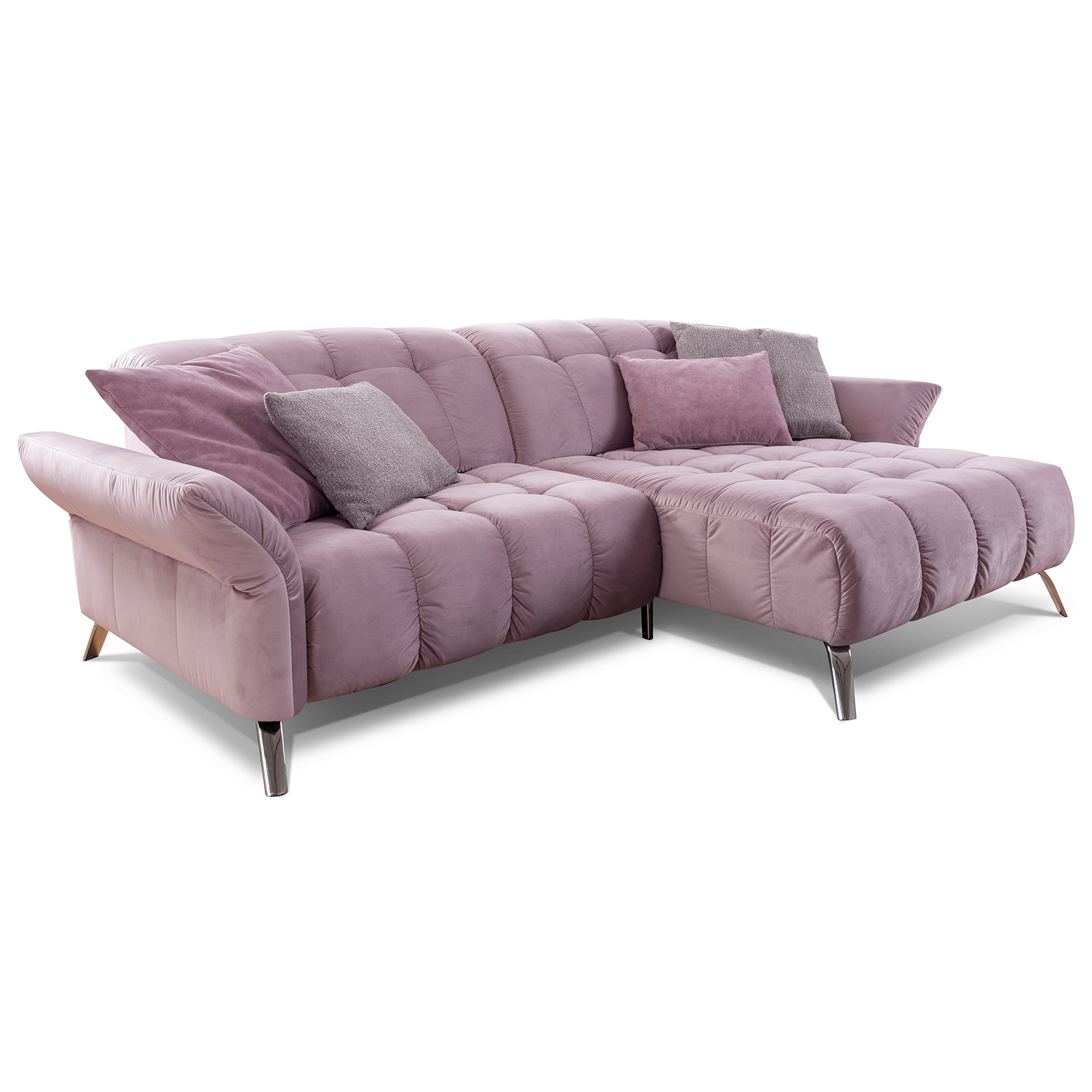 Ecksofa - flieder - Basismodell - Longchair rechts