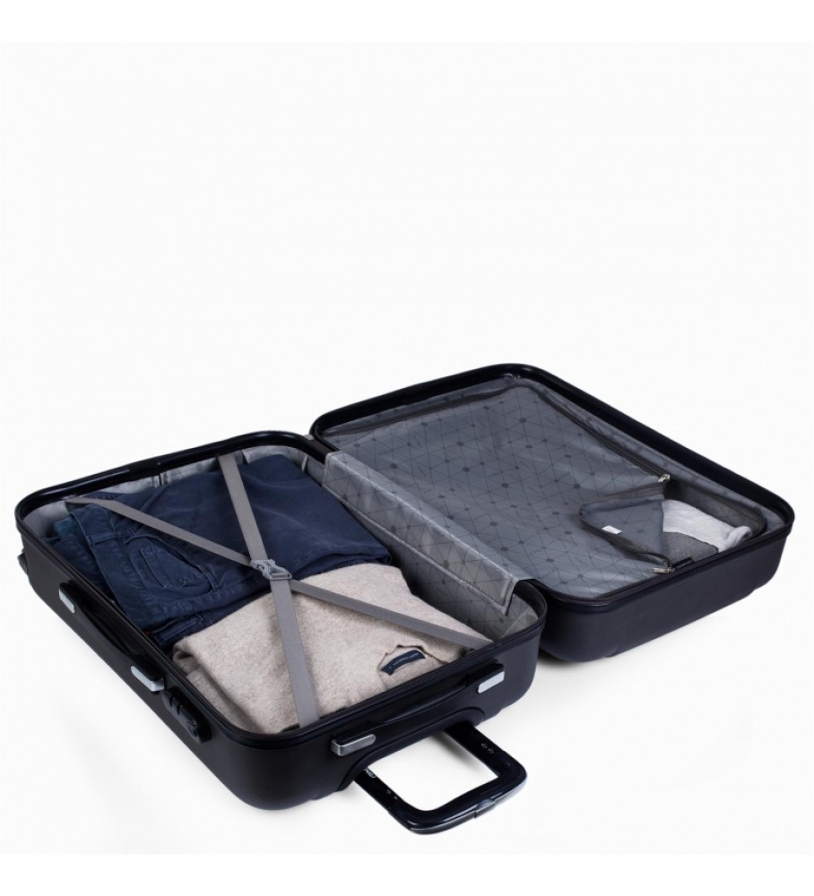 Mala de cabine rígida ITACA para viagens curtas, 4 rodas, modelo 71150, preta - 55x38x20cm -