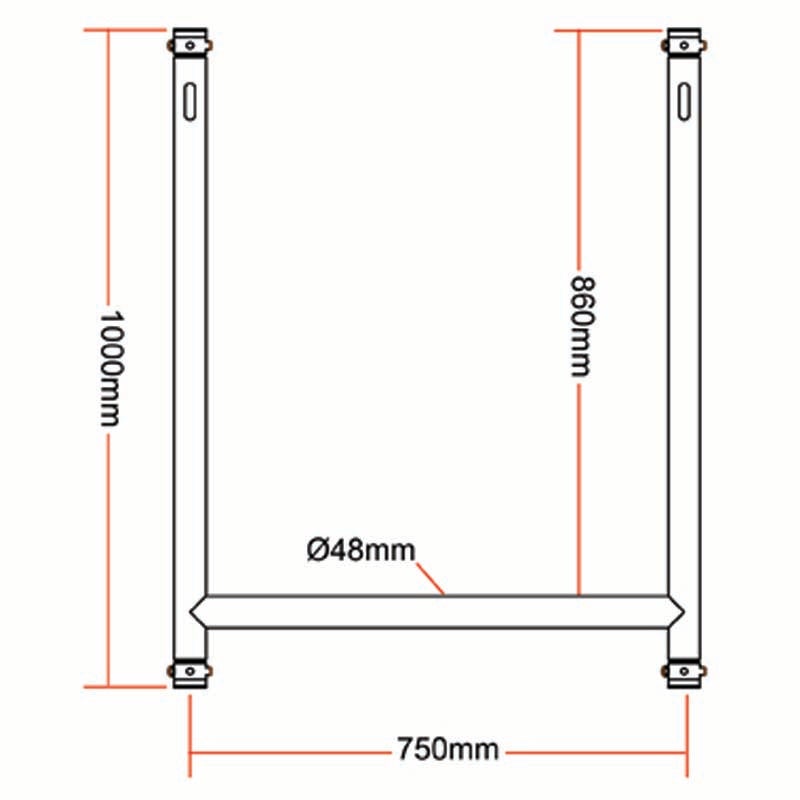 Doughty T45911 Modulair H-frame groot zwart