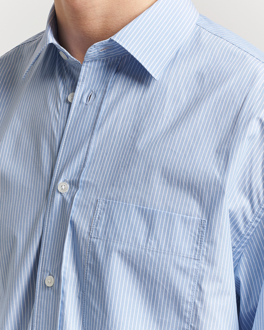 Filippa K Striped Cotton Poplin Shirt Light Blue/White