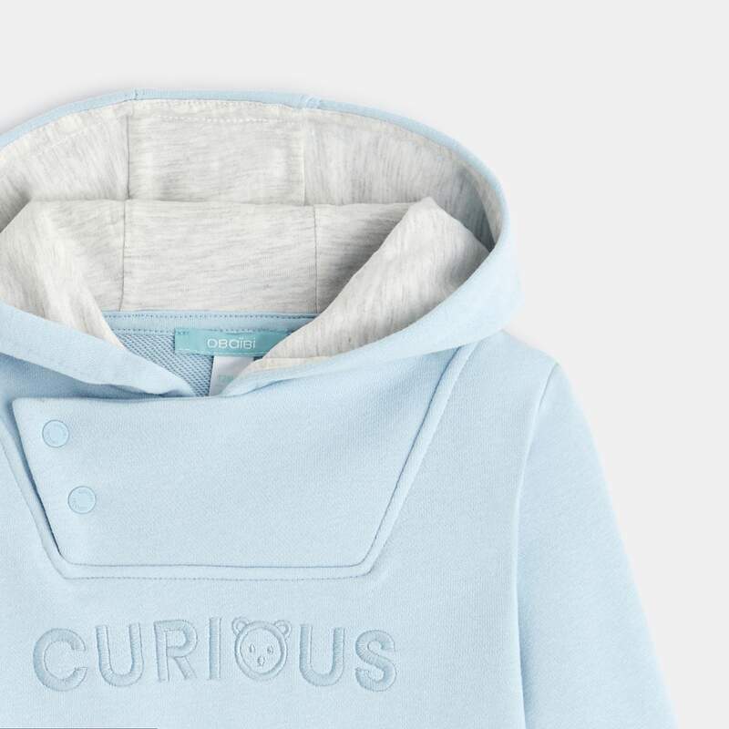 Sweat molleton à capuche bleu bébé garçon