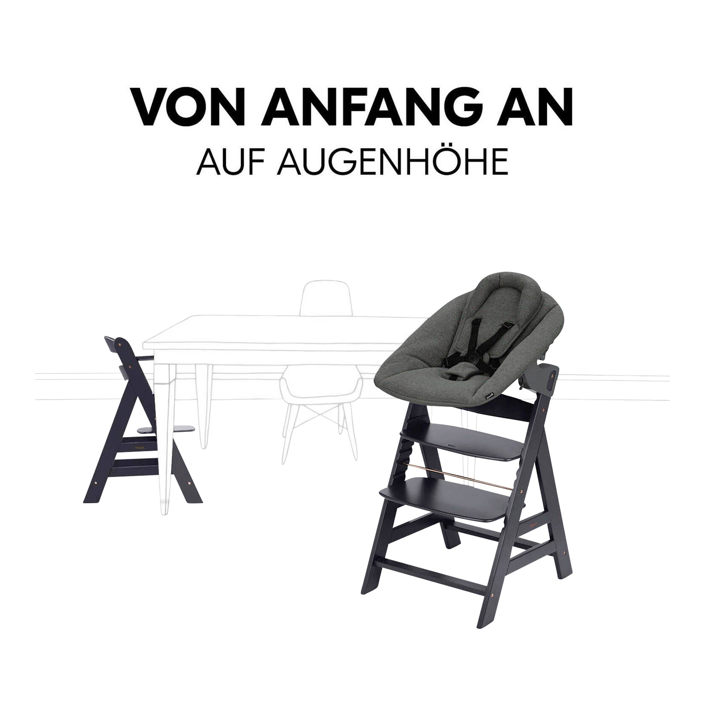 Hauck Hochstuhl Alpha + inkl. Newborn Set Plus
