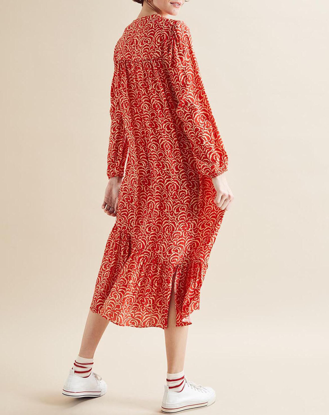 Chloé Stora Robe 100% Soie Marcia imprimée rouge