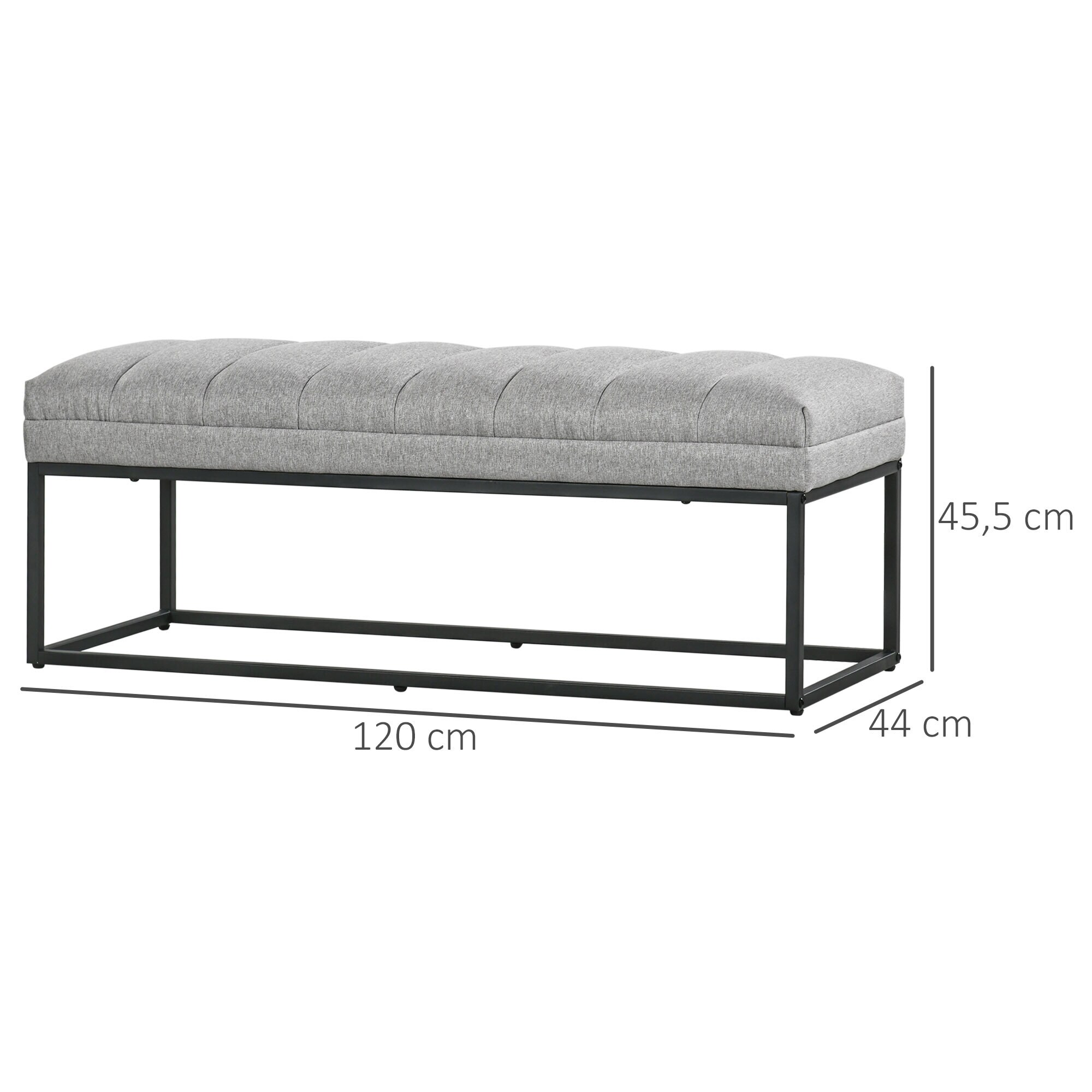 HOMCOM Sitzbank mit Stahlrahmen grau 120L x 44B x 45,5H cm