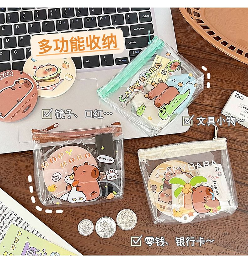 Eranso - Capybara Print PVC Muntenportemonnee