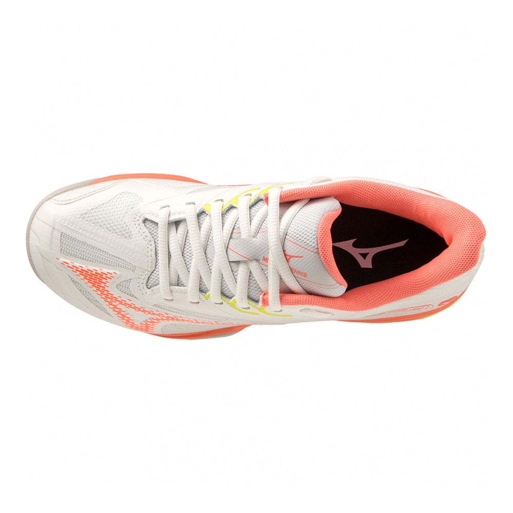 Mizuno WAVE EXCEED LIGHT AC - Chaussures tennis Femme snow white/fusion coral/s.spring