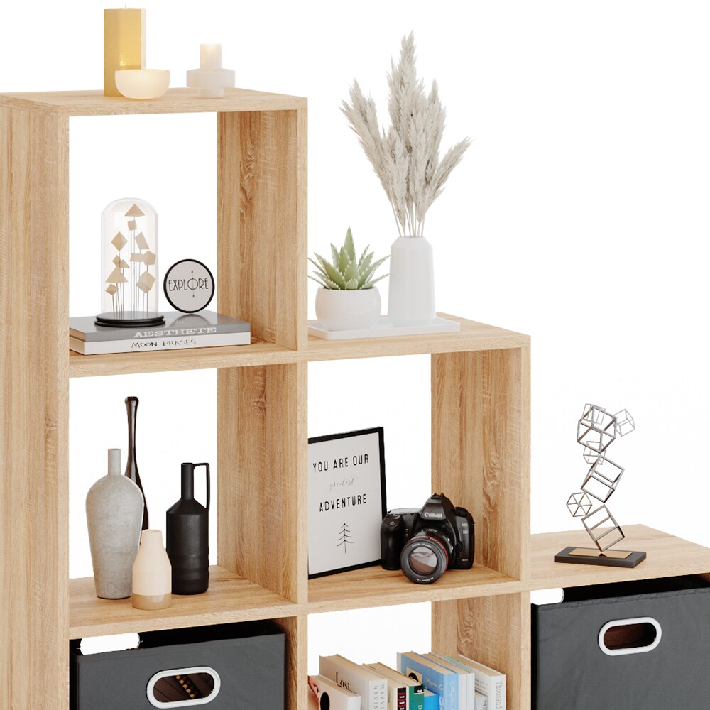 VICCO Treppenregal 6 Fächer Eiche Sonoma - Raumteiler Raumtrenner Bücherregal