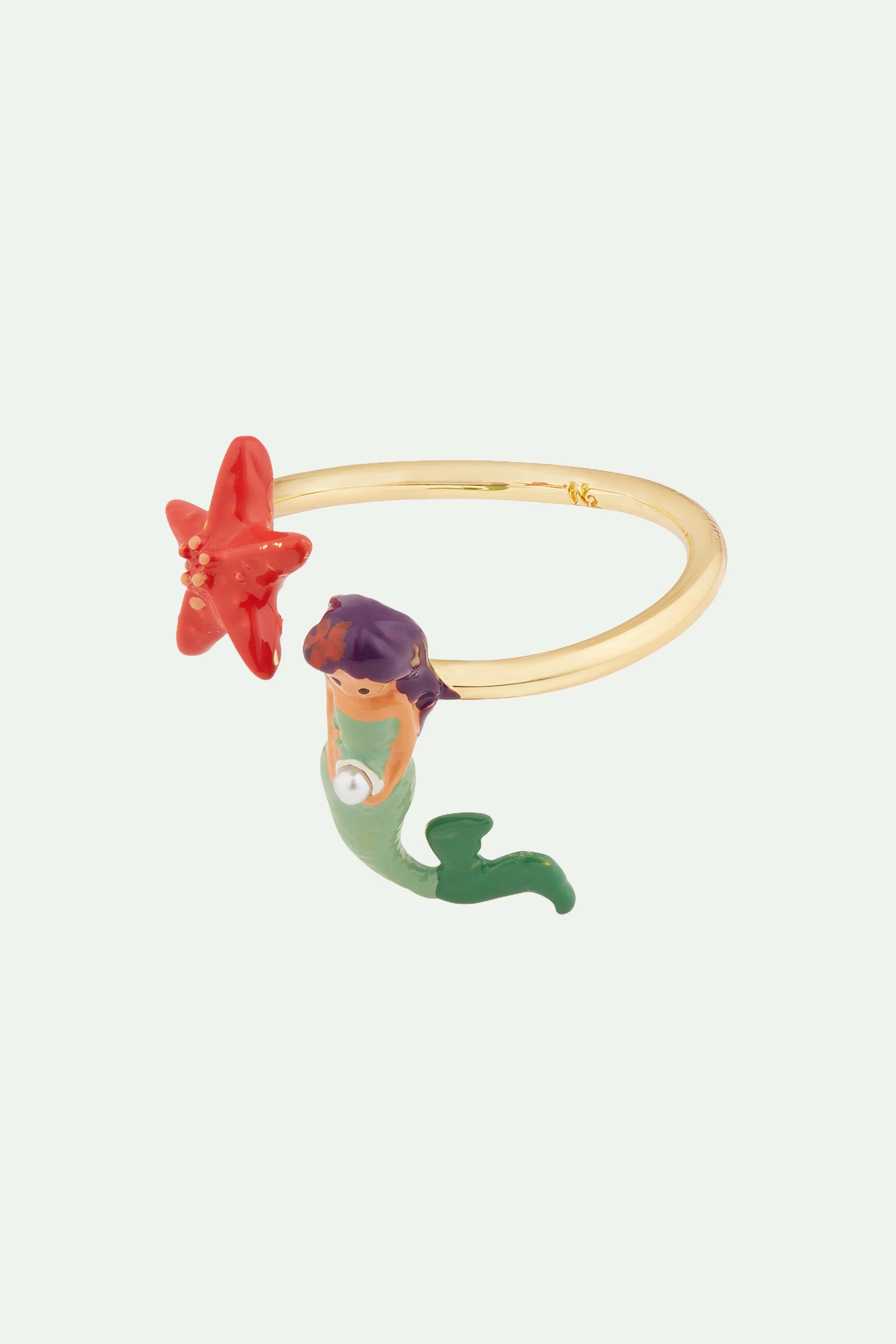 Bague ajustable sirène et étoile de mer | Multicolore