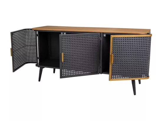 Buffet en métal et bois 3 portes 118x38x58,5h cm