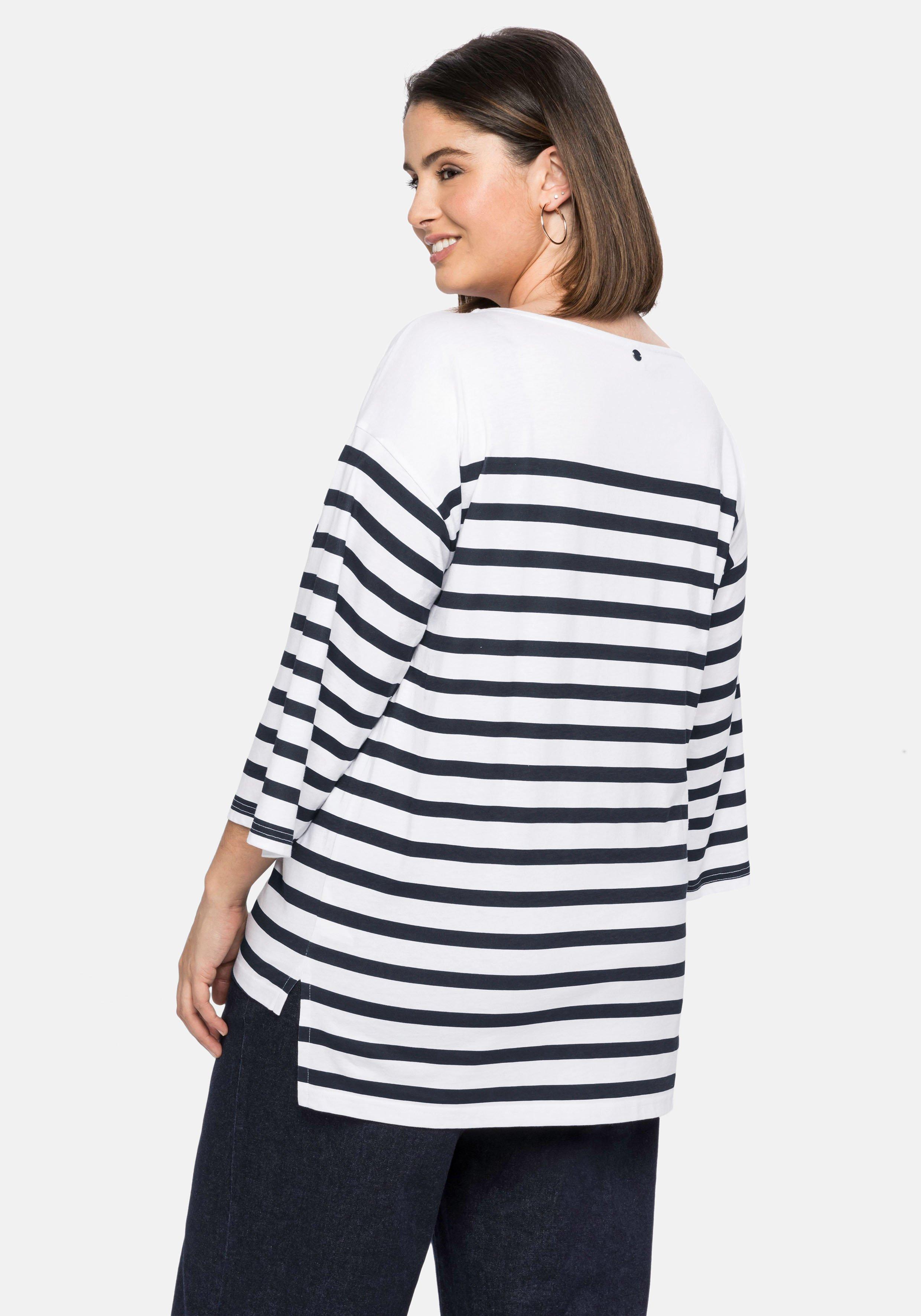 Shirt mit Ringeln und Trompeten-Ärmeln, oversized