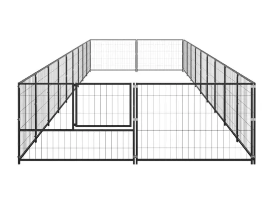Chenil extérieur cage enclos noire 900 x 200 x 70 cm 02_0000501