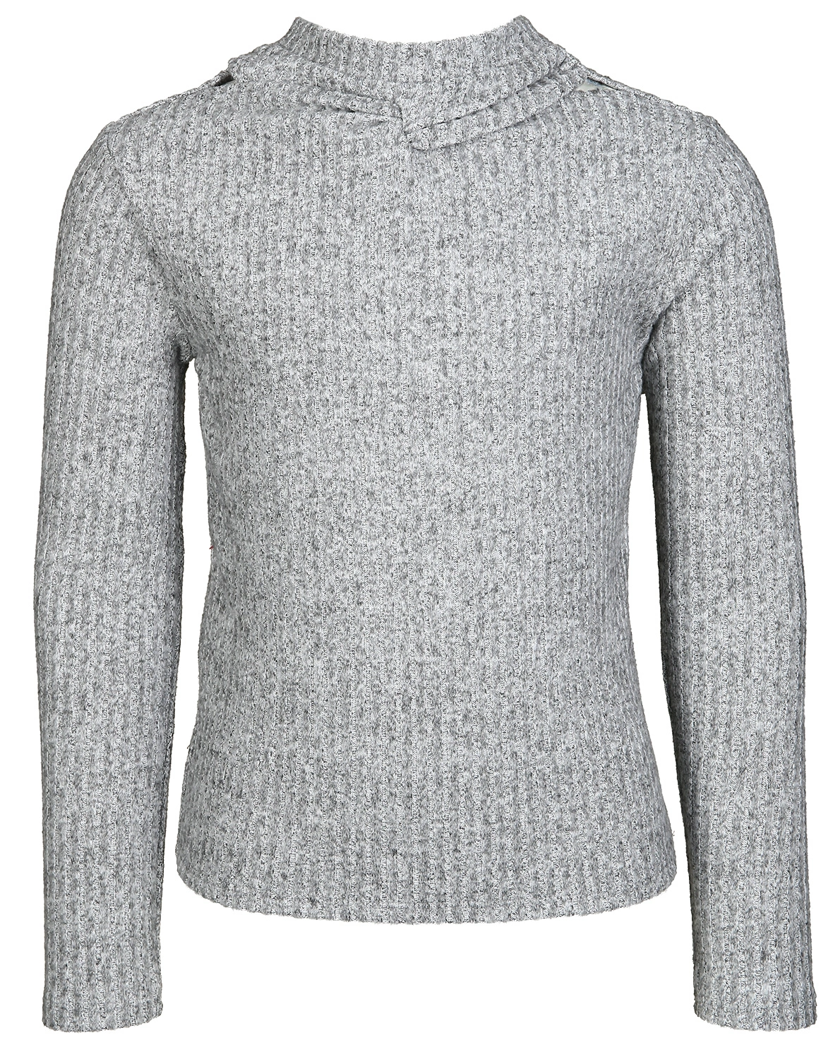 Rippstrick-Pullover CUT OUT in grau melange