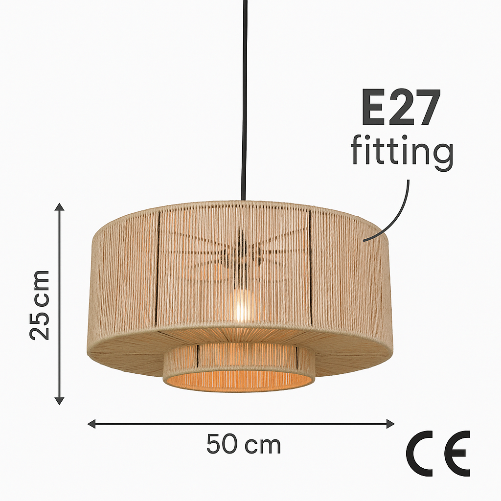 Urban Interiors Hanglamp Drum Ã50x 25cm. jute