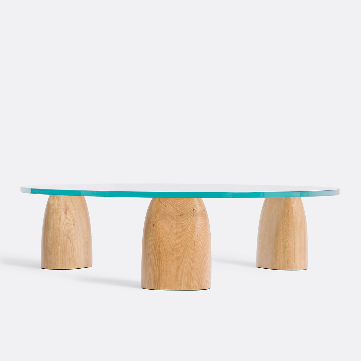 AM.PM<br>Mesa de centro redonda com três pés em carvalho e vidro, Clay