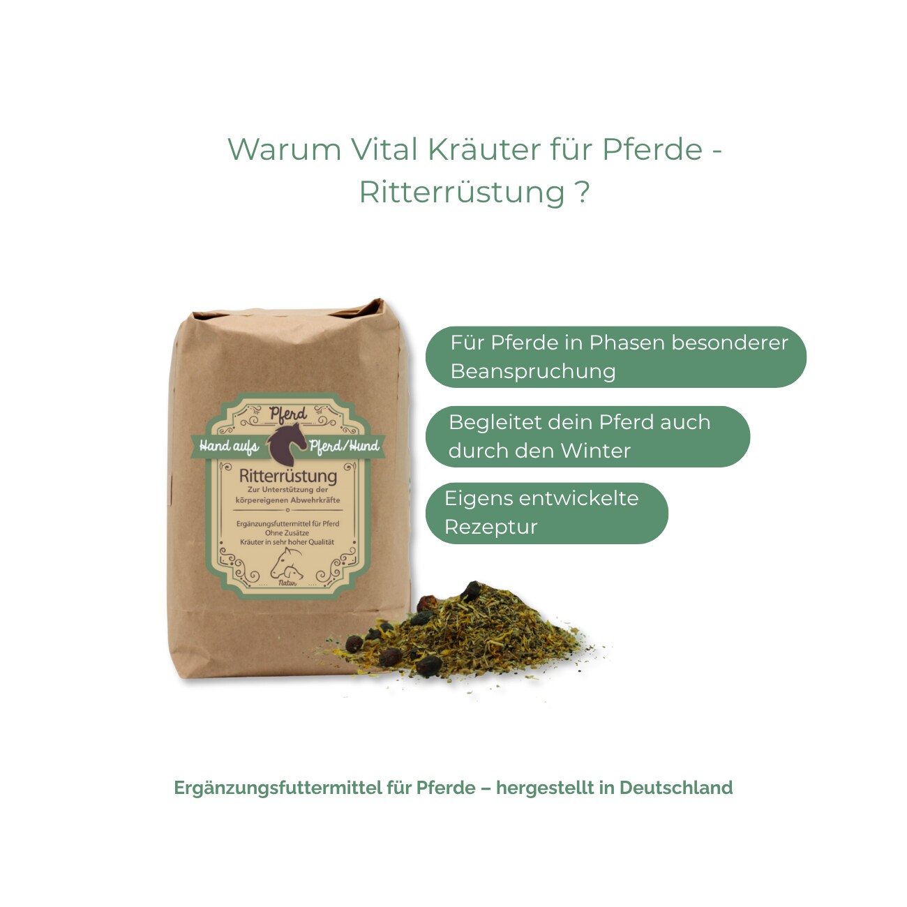 Hand aufs Pferd/Hund Abwehr Kräuter für Pferde – Ritterrüstung 1kg