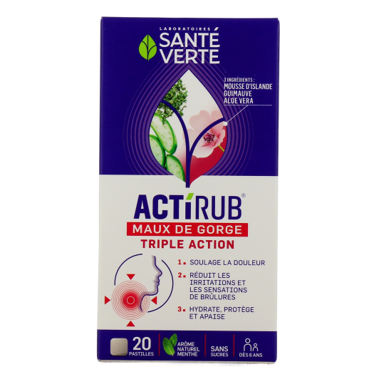 Actirub mal de gorge pastilles triple action - Dès 6 ans