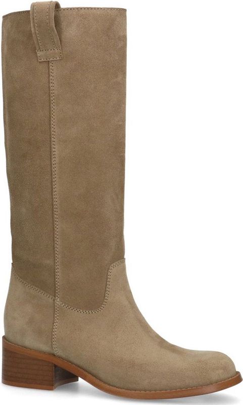 Manfield - Dames - Beige Suède Laars - Suède - Hakhoogte 5 cm
